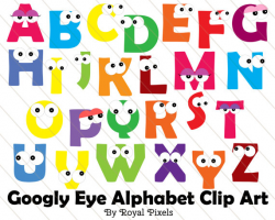Googly Eye Alphabet UPPERCASE Clip Art 26 Letters