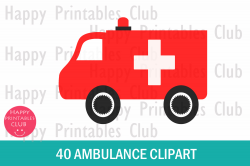 40 Ambulance Clipart Set- Cute Ambulance Clipart PNG Images