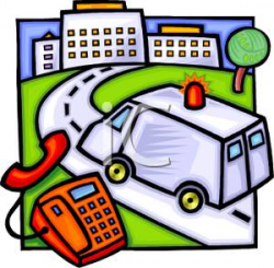 An Ambulance Heading To the Hospital - Royalty Free Clipart Picture