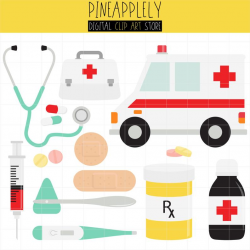 Hospital Medical Equipment And Ambulance, Medicine Digital Clip Art For  Planner Stickers, Scrapbooking, Journal, Art Pieces