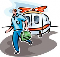 Clipart Picture: A Medic Running From the Back of an Ambulance