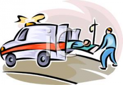 Clip Art Image: A Medic Putting a Patient In the Back of an Ambulance