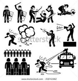 Riot Police Stick Figure Pictogram Icons | Assortment of - Stick ...