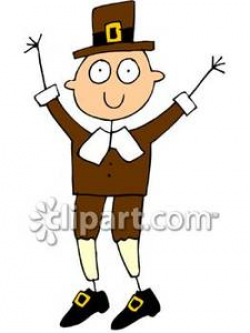 A Stick Figure of a Pilgrim Royalty Free Clipart Picture