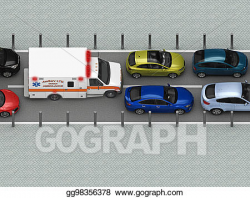 Stock Illustration - Ambulance car in traffic jam top view. Clip Art ...