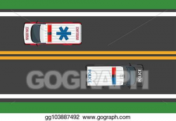 Clip Art Vector - Top view of driving ambulance and police autos ...