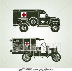 Vector Illustration - Vintage military ambulances. Stock Clip Art ...