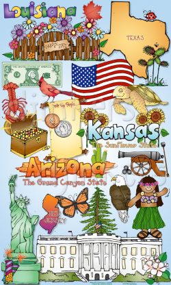 Cute clip art, state symbols & slogans for every American state by ...