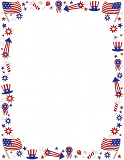 Patriotic page border featuring American flags and other items in ...