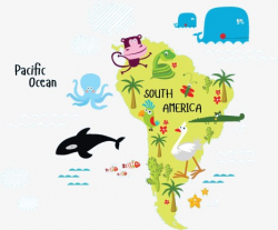 Animal Cartoon Map Of South America, Web, Cartoon, Animal PNG Image ...
