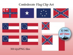 Confederate States of America Flags Clip Art by 35 Corks Art Studio