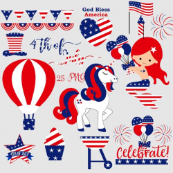 4th of july clipart, unicorn clip art, independance day ...