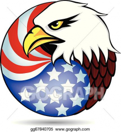 Vector Art - Eagle had and flag of america. Clipart Drawing ...