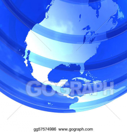 Drawing - 3d glassy earth globe focused in north america. Clipart ...