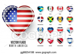 Drawing - Raster flags icon of the countries north america. Clipart ...