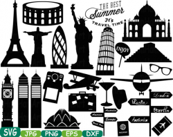 World Landmarks SVG Silhouette travel City Buildings Cutting Files ...