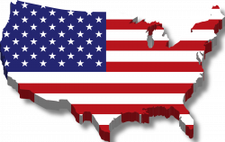 Clipart - America Map Flag w/ Drop Shadow