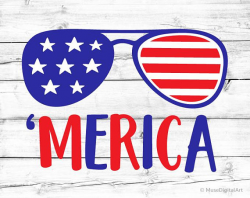 Merica Svg American Flag Svg Sunglasses Svg Fourth of July Svg US ...