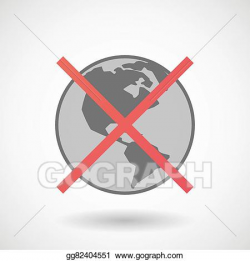 Vector Art - Not allowed icon with an america region world globe ...