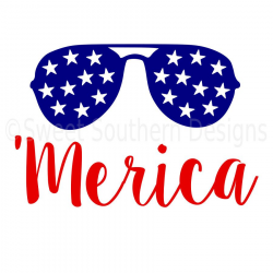 Merica with sunglasses fourth of july SVG instant download design ...