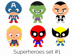 Superhero Clipart - Captain America, Hulk, Punisher, Thor, Spiderman ...