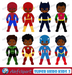 African American Superhero Clipart, Superhero Clipart,Superhero Kids ...