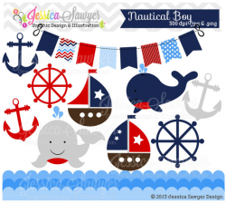 INSTANT DOWNLOAD, baby boy sailing clip art, whale clipart, sail ...