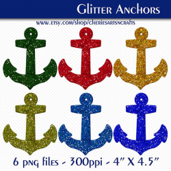Glitter Anchors Clip Art, Anchor Clipart, Glittery Look Anchors, Glitter  Clipart, Cute Clip Art, Nautical Clip Art, Digital Scrapbooking