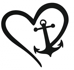 WickedGoodz Die Cut Heart Anchor Decal - Nautical Bumper Sticker - Perfect  Boating Sailing Gift (Black)