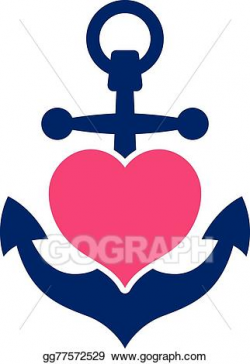 Vector Art - Blue marine anchor with a pink heart. Clipart ...