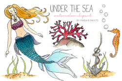 Watercolor Clip Art - Under the Sea- Instant Download- Mermaid ...