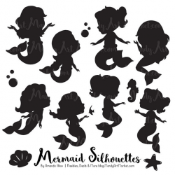 Cute Mermaid Silhouette Clipart - Mermaid Silhouettes Clipart ...