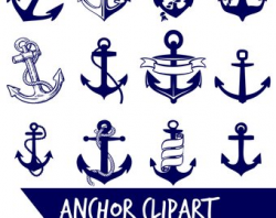 ANCHOR clip art navy blue anchor digital clip art nautical