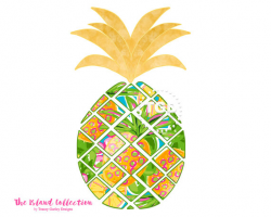 Preppy Pineapple clip art - Original Art download, whimsical ...