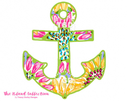 Preppy Anchor Clip Art with sunflower design - Original Art download ...