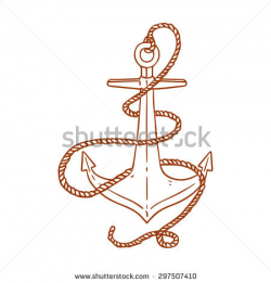 Drawn ribbon anchor rope - Pencil and in color drawn ribbon anchor rope