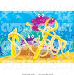 Clip Art of Three Purple Sea Crabs Playing in Golden Treasure and on ...