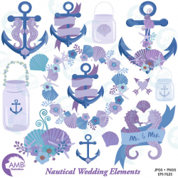 Nautical Clipart, Shabby Chic Beach Wedding Clip Art, Nautical ...