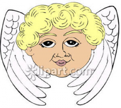 An Angel's Face and Wings - Royalty Free Clipart Picture