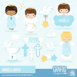 ANGELS BOYS Digital Clipart Set Angels Clipart Baptism