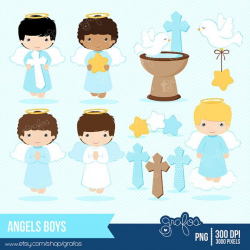 ANGELS BOYS Digital Clipart , Baptism Clipart, Angel Baptism Boy ...