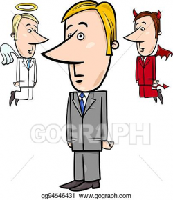 EPS Vector - Businessman with angel and devil. Stock Clipart ...