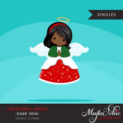 Christmas Angel Clipart. Dark skin African American, holiday ...