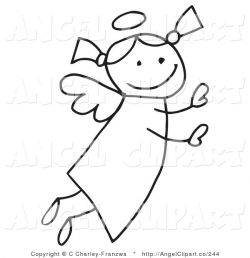 Clip Art of a Sweet Female Flying Stick Figure Angel with a Halo and ...