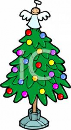Simple Christmas Tree With Angel On Top - Royalty Free Clipart Picture