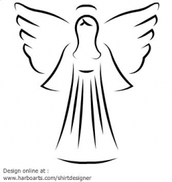 Vector angel drawn with with artistic outline. Peaceful and ...
