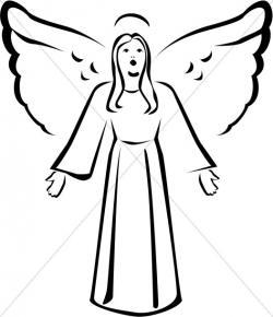 Black and White Singing Angel Clipart | Angel Clipart