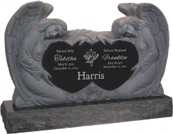 Double Angels and Hearts Upright Headstone polished all sides with ...