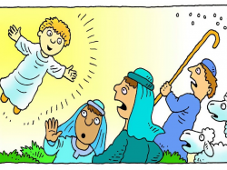 Free Bible images: Angels announce the birth of Jesus to nearby ...