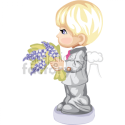 Royalty-Free A Side View of a Boy in a Grey Suit Holding a Flower ...